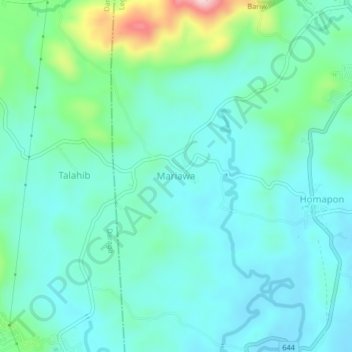 Topografisk karta Mariawa, höjd, relief