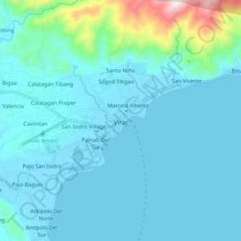 Topografisk karta Virac, höjd, relief