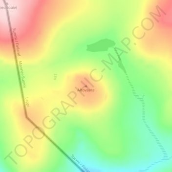 Topografisk karta Altovaara, höjd, relief