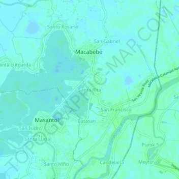 Topografisk karta Santa Rita, höjd, relief