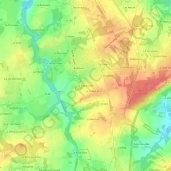Topografisk karta La Ville Crochu, höjd, relief