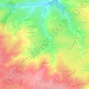 Topografisk karta Saint-Rémy, höjd, relief