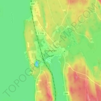 Topografisk karta Grythyttan, höjd, relief