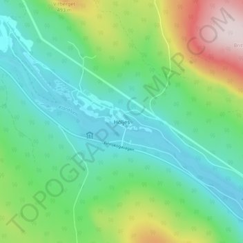 Topografisk karta Höljes, höjd, relief
