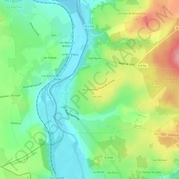 Topografisk karta Les Combles, höjd, relief