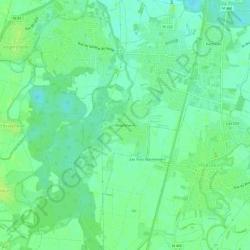 Topografisk karta Wibolsheim, höjd, relief