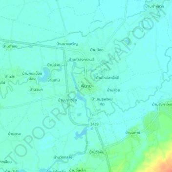 Topografisk karta Phimai, höjd, relief