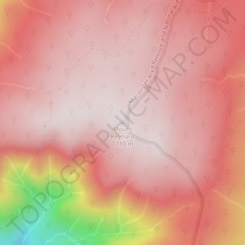 Topografisk karta Mount Reynard, höjd, relief