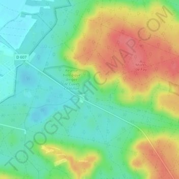 Topografisk karta Bas Cuvier, höjd, relief