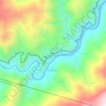 Topografisk karta Mar-o, höjd, relief