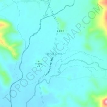 Topografisk karta Monte Claro, höjd, relief
