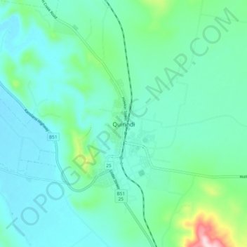 Topografisk karta Quirindi, höjd, relief