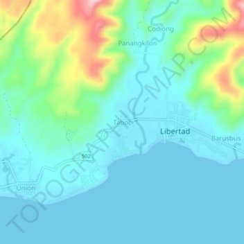 Topografisk karta Taboc, höjd, relief