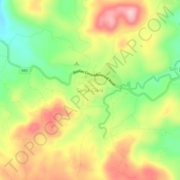 Topografisk karta Santa Clara, höjd, relief