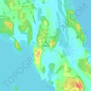 Topografisk karta Söderby, höjd, relief