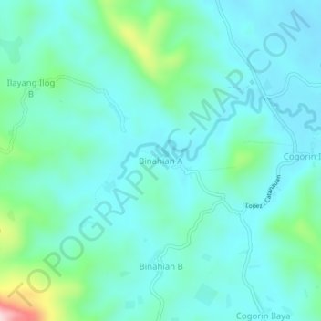 Topografisk karta Binahian A, höjd, relief