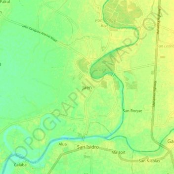 Topografisk karta Jaen, höjd, relief