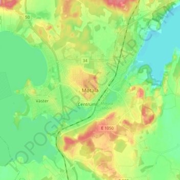 Topografisk karta Motala, höjd, relief