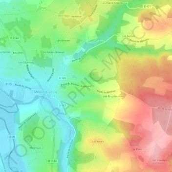 Topografisk karta Dagouret, höjd, relief
