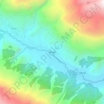 Topografisk karta Bhraga, höjd, relief