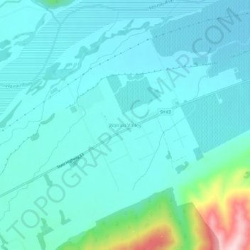 Topografisk karta Wairau Valley, höjd, relief