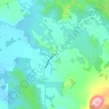 Topografisk karta Tautoro, höjd, relief