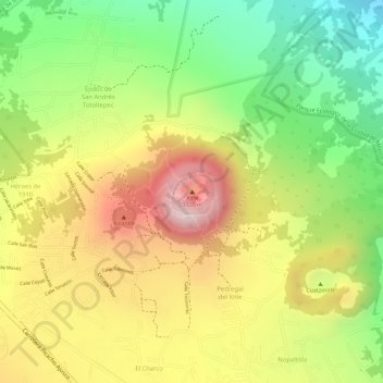 Topografisk karta Xitle, höjd, relief