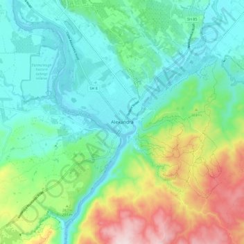 Topografisk karta Alexandra, höjd, relief