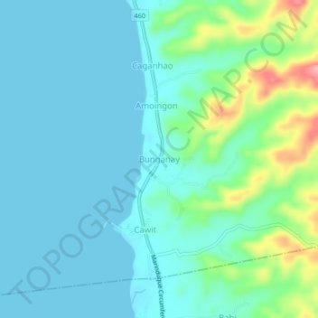 Topografisk karta Bunganay, höjd, relief