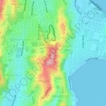 Topografisk karta Mount Albert, höjd, relief