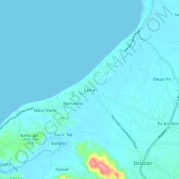 Topografisk karta Luna, höjd, relief