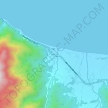 Topografisk karta Pancian, höjd, relief