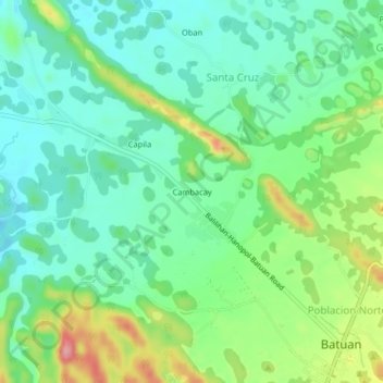 Topografisk karta Cambacay, höjd, relief
