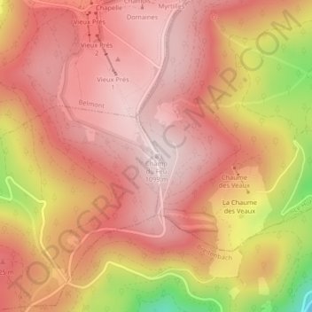Topografisk karta Champ du Feu, höjd, relief
