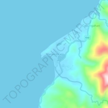 Topografisk karta Manambrag, höjd, relief