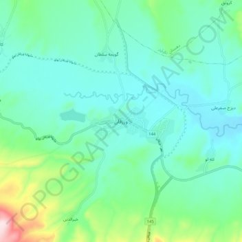 Topografisk karta Varziqan, höjd, relief
