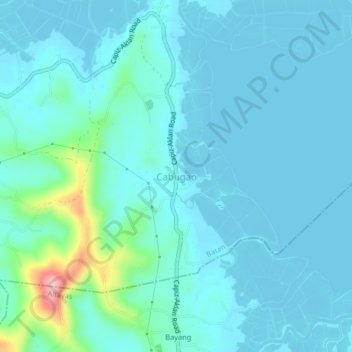 Topografisk karta Cabugao, höjd, relief