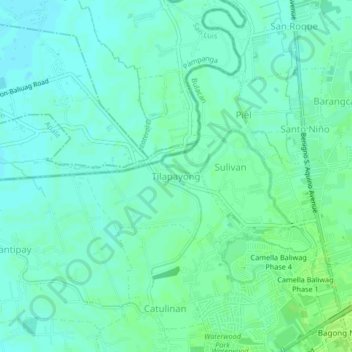 Topografisk karta Tilapayong, höjd, relief