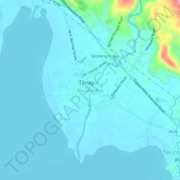 Topografisk karta Plaza Aldea, höjd, relief