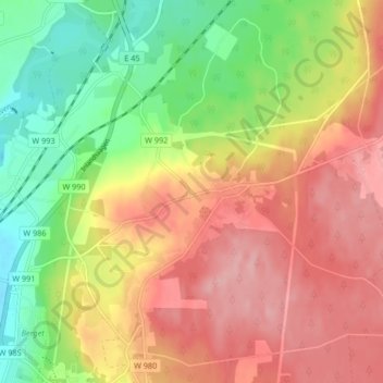 Topografisk karta Stackmora, höjd, relief
