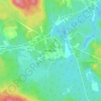 Topografisk karta Blötberget, höjd, relief