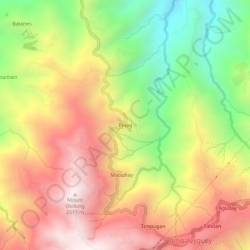 Topografisk karta Pulag, höjd, relief