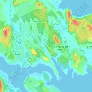 Topografisk karta Stockvik, höjd, relief
