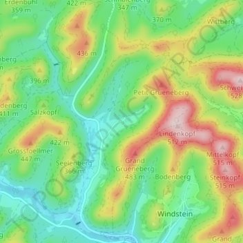 Topografisk karta Kehlenhof, höjd, relief