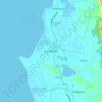 Topografisk karta Candelaria, höjd, relief