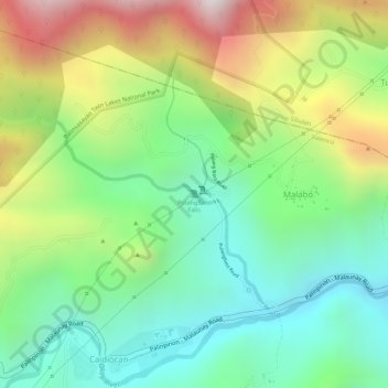 Topografisk karta PulangBato Falls, höjd, relief