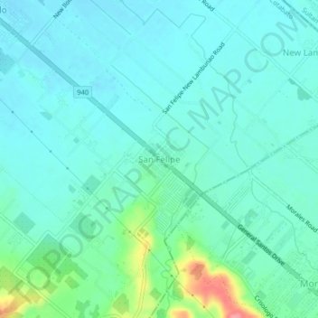 Topografisk karta San Felipe, höjd, relief