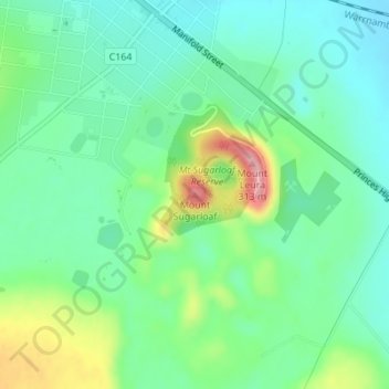 Topografisk karta Mount Sugarloaf, höjd, relief
