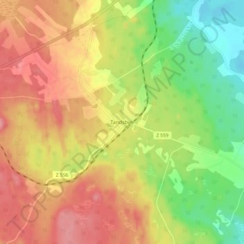 Topografisk karta Tandsbyn, höjd, relief