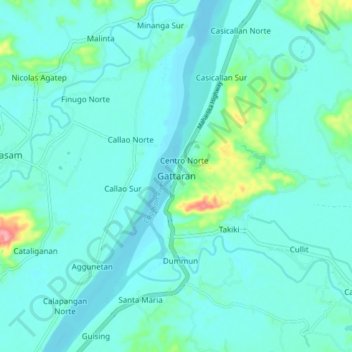 Topografisk karta Gattaran, höjd, relief